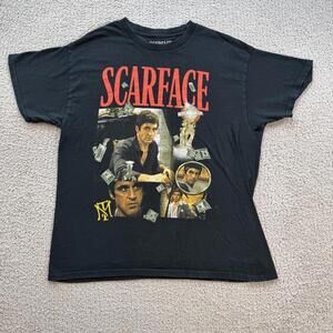 Scarface Tony Montana Graphic T Shirt Black Movie Promo Streetwear Mens Large